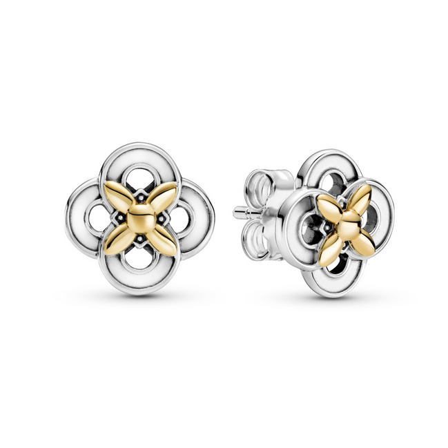 Pandora Moments Two-tone Flower Stud Earrings