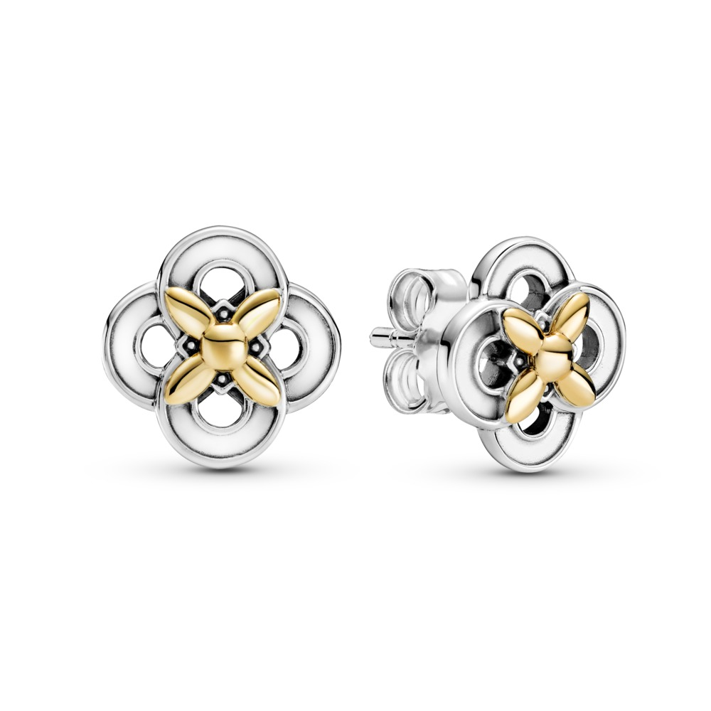 Pandora Moments Two-tone Flower Stud Earrings