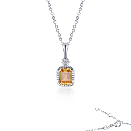 LaFonn 0.91 CTW Simulated Diamond And Simulated Yellow Topaz November Birthstone Necklace