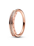 Pandora Signature 14K Rose Gold Plated I-D Pave Ring Size 7