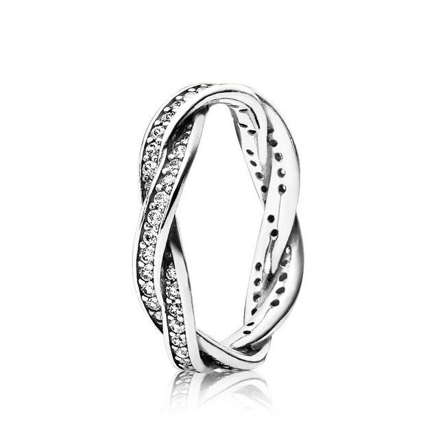 Pandora Timeless Sparkling Twisted Lines Ring Size 9