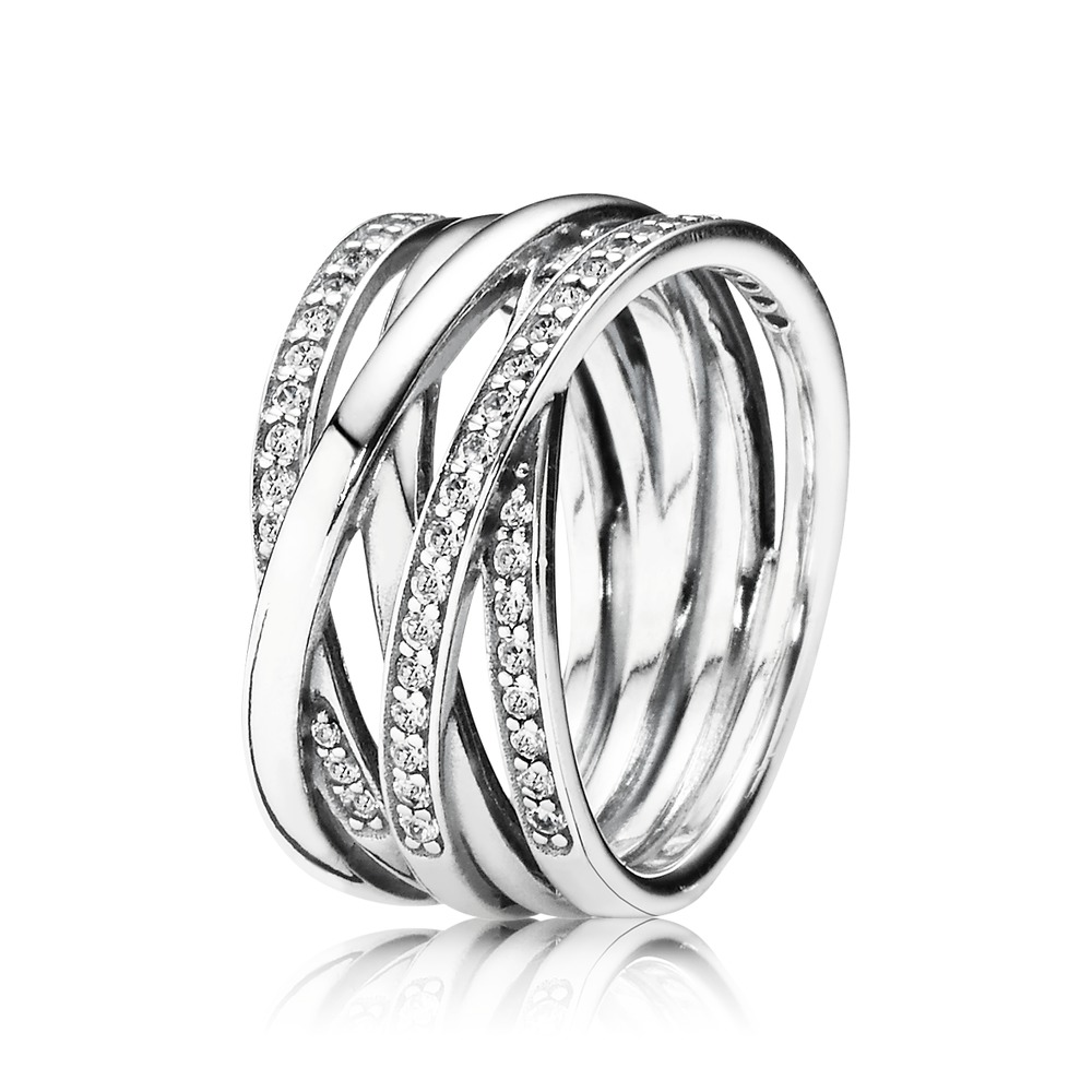 Pandora Timeless Sparkling And Polished Lines Ring Size 5