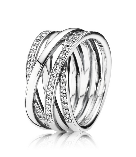Pandora Timeless Sparkling And Polished Lines Ring Size 7.5