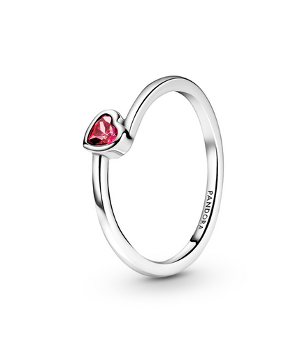 Pandora Moments Red Tilted Heart Solitaire Ring Size 7