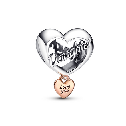 Pandora Moments Two-Tone "Love You Daughter" Heart Charm