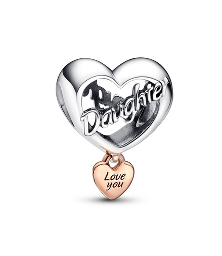 Pandora Moments Two-Tone "Love You Daughter" Heart Charm