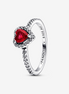 Pandora Timeless Sparkling Elevated Red Heart Ring Size 7