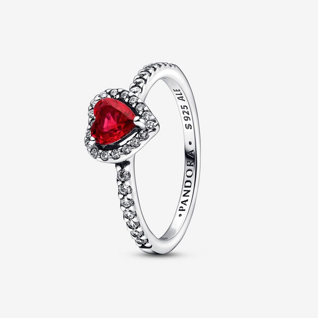 Pandora Timeless Sparkling Elevated Red Heart Ring Size 7