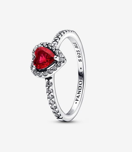 Pandora Timeless Sparkling Elevated Red Heart Ring Size 7