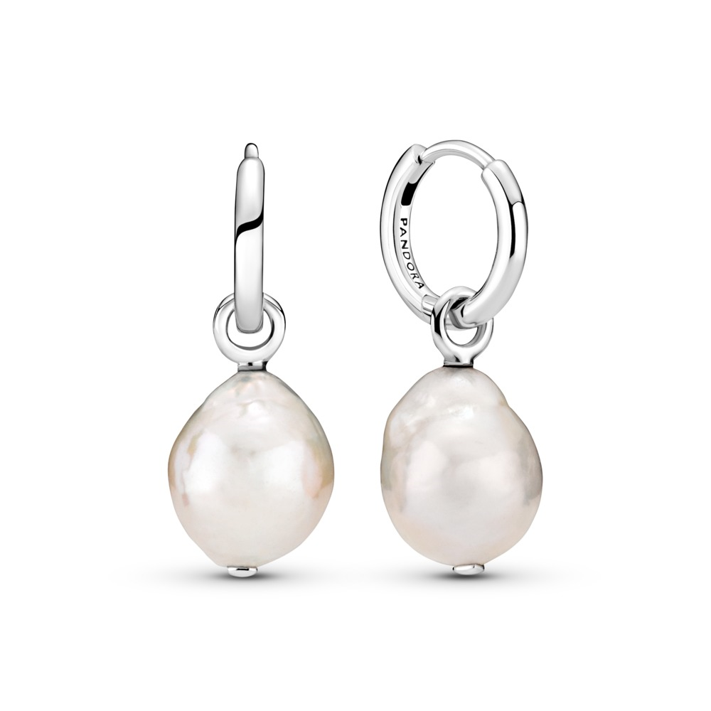Pandora Essence Treated Freshwater Cultured Baroque Pearl Hoop Earrings