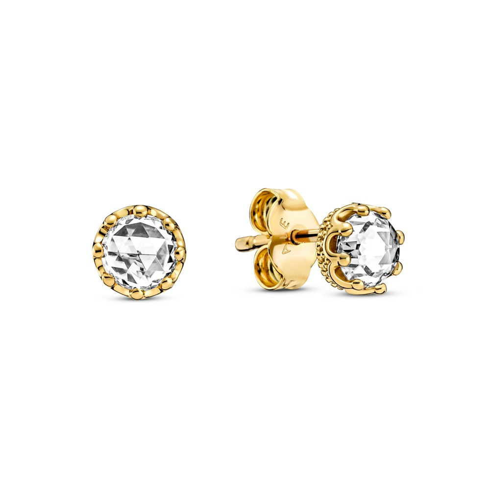 Pandora Moments Clear Sparkling Crown Stud Earrings