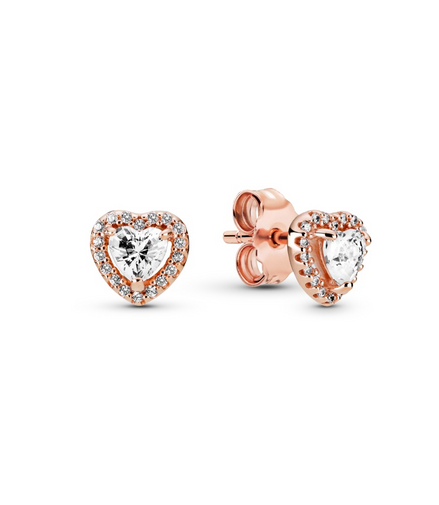 Pandora Timeless Rose Sparkling Elevated Heart Stud Earrings