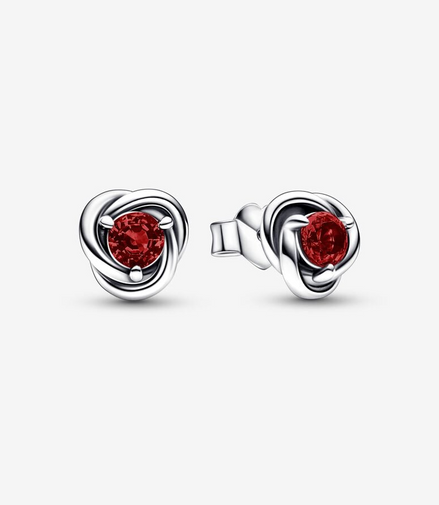 Pandora Moments January Red Eternity Circle Stud Earrings