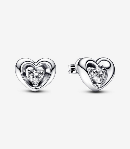 Pandora Timeless Radiant Heart And Floating Stone Stud Earrings
