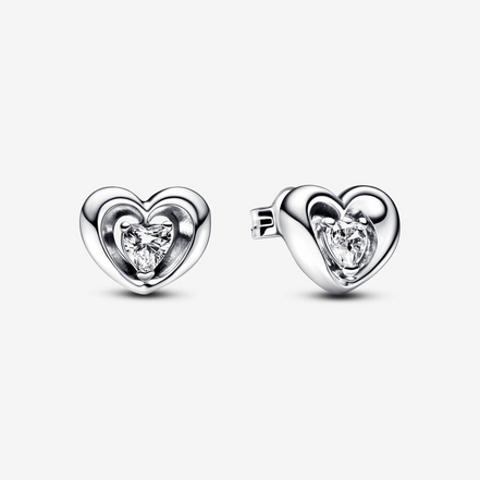 Pandora Timeless Radiant Heart And Floating Stone Stud Earrings