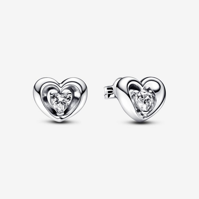 Pandora Timeless Radiant Heart And Floating Stone Stud Earrings