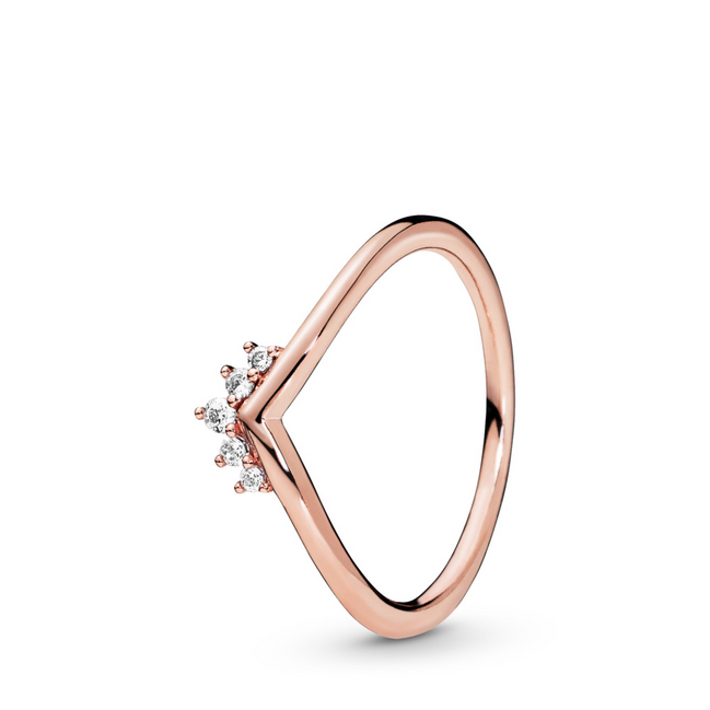 Pandora Timeless PinkTiara Wishbone Ring Size 7