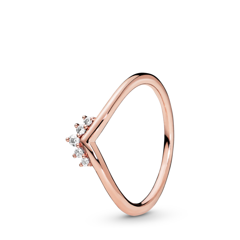 Pandora Timeless PinkTiara Wishbone Ring Size 7