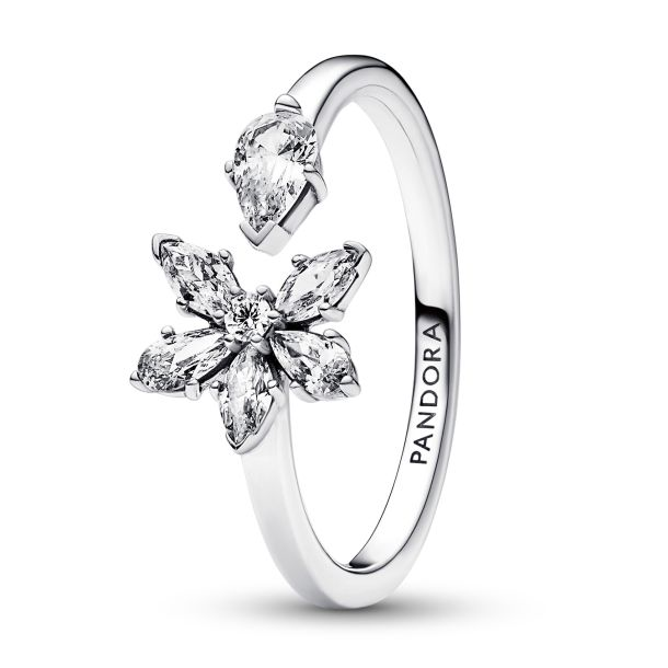 Pandora Timeless Sparkling Herbarium Cluster Open Ring Size 9