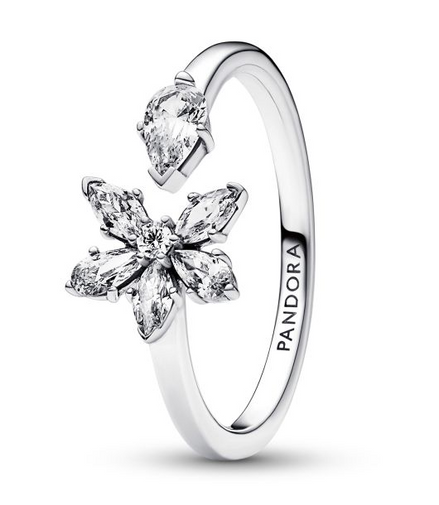 Pandora Timeless Sparkling Herbarium Cluster Open Ring Size 9