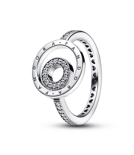 Pandora Signature Logo Circles Pavé Ring Size 6