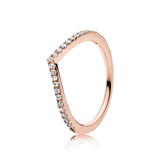 Pandora Timeless Sparkling Clear Wishbone Ring Size 7.5