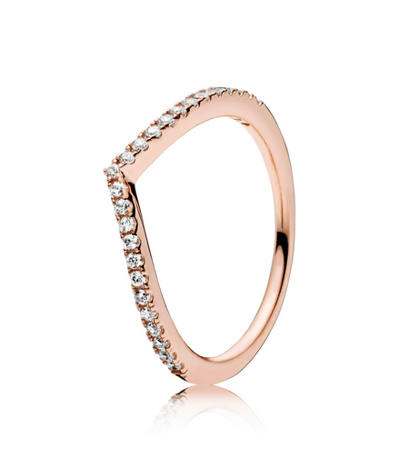 Pandora Timeless Sparkling Clear Wishbone Ring Size 7.5