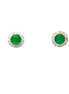14K White Gold Diamond And Emerald Round Halo Earrings