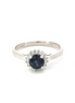 14K White Gold Diamond And Sapphire Gemstone Ring