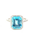 14K White Gold Diamond And Blue Topaz Fashion Ring