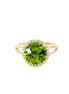 14K Yellow Gold Diamond And Peridot Fashion Gemstone Ring