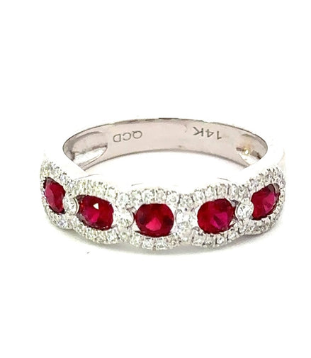 14K White Gold Diamond And Ruby Anniversary/Fashion Ring