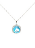 14K White Gold Diamond And Blue Topaz Pendant Necklace