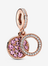 Pandora Moments Sparkling Pink Disc Double Dangle Charm