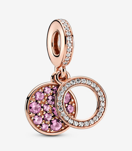 Pandora Moments Sparkling Pink Disc Double Dangle Charm