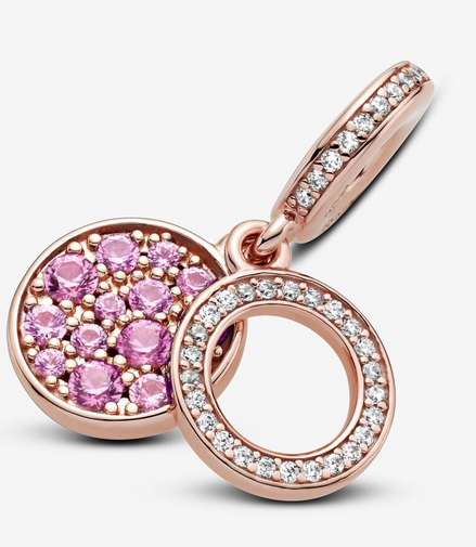 Pandora Moments Sparkling Pink Disc Double Dangle Charm