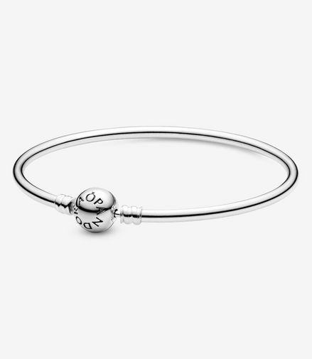 Pandora Moments Silver Charm Bangle Bracelet Size 17