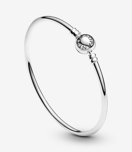 Pandora Moments Silver Charm Bangle Bracelet Size 17