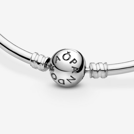 Pandora Moments Silver Charm Bangle Bracelet Size 17