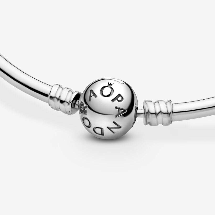 Pandora Moments Silver Charm Bangle Bracelet Size 17