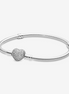 Pandora Moments Sparkling Pave' Heart Clasp Snake Chain Bracelet Size 17