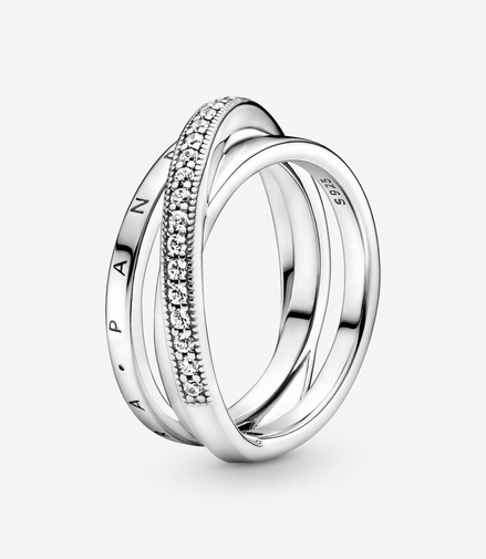 Pandora Signature Crossover Pavé Triple Band Ring Size 6