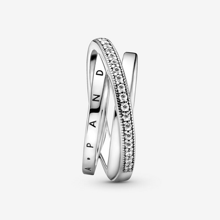 Pandora Signature Crossover Pavé Triple Band Ring Size 6