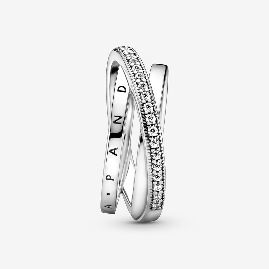 Pandora Signature Crossover Pavé Triple Band Ring Size 7