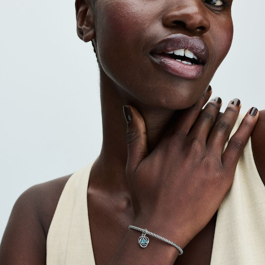 Pandora Moments March Sea Aqua Blue Eternity Circle Dangle Charm