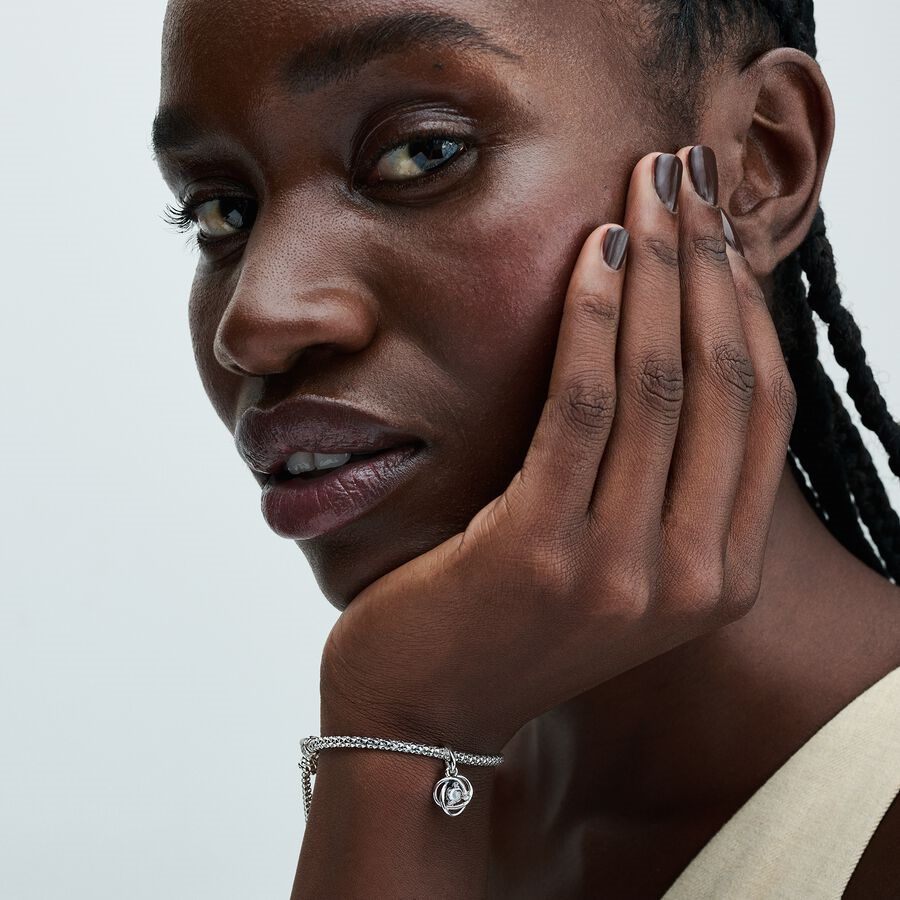 Pandora Moments April Clear Eternity Circle Dangle Charm