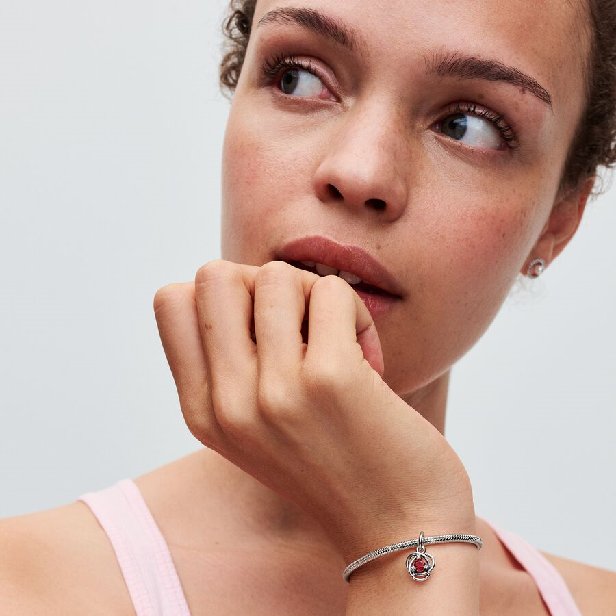 Pandora Moments July True Red Eternity Circle Dangle Charm