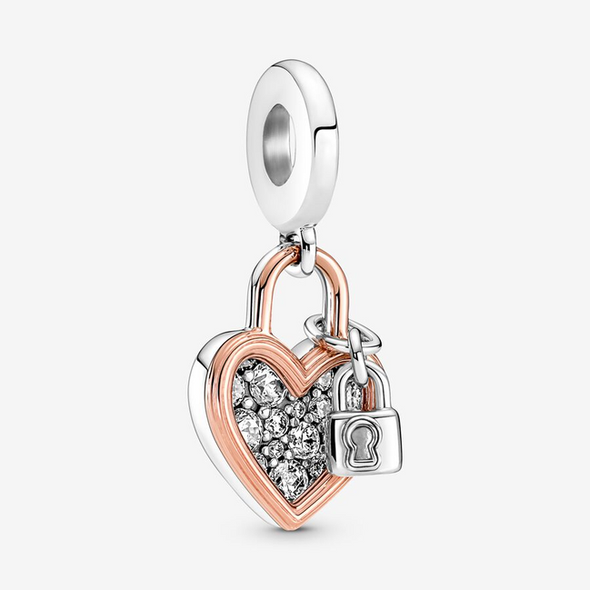 Pandora Moments Heart And Padlock Double Dangle Charm