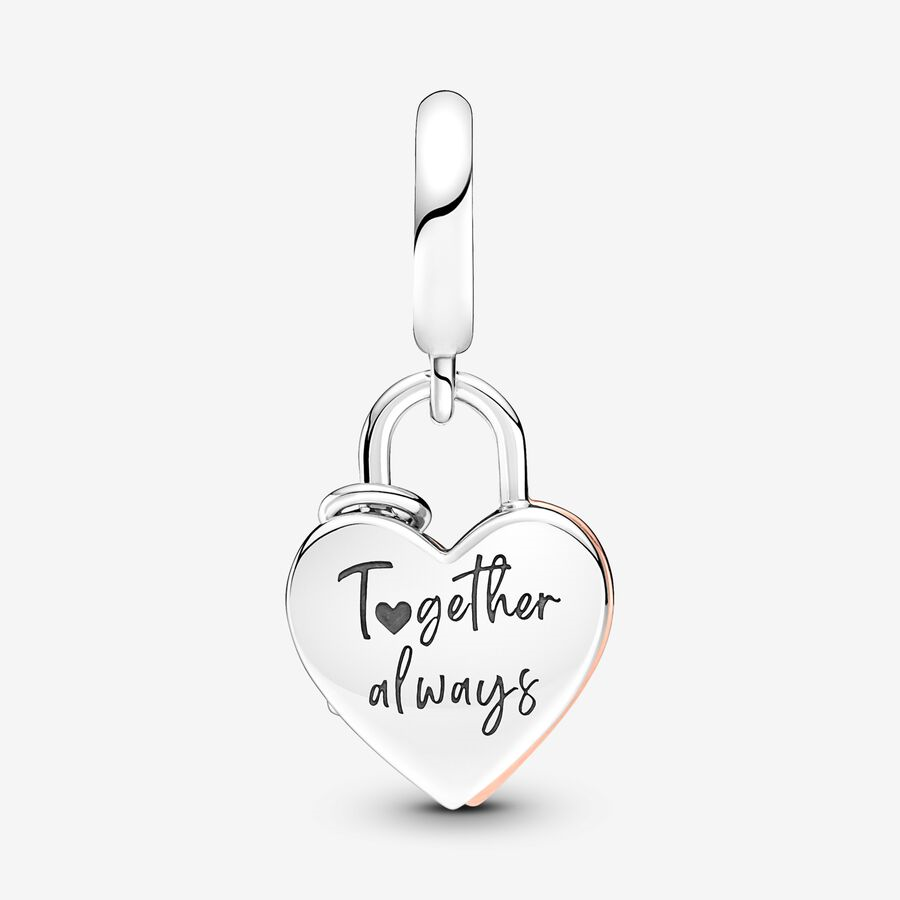Pandora Moments Heart And Padlock Double Dangle Charm