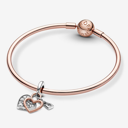 Pandora Moments Heart And Padlock Double Dangle Charm